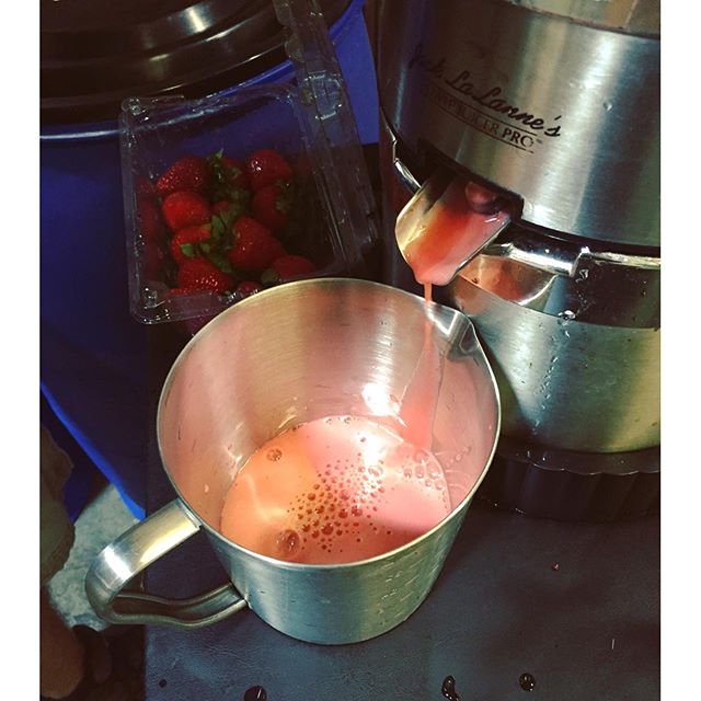 It's peanut buttah jelly time!  What you see here are strawberries being juiced to create the 'jelly' portion of a Peanut Butter Jelly #BadPenny cask that will be available at #Casktoberfest on Thursday, October 1! Just another way we get to tune into our creative side at the brewery.  #ncbeer #drinklocal #craftcasks #pbnj