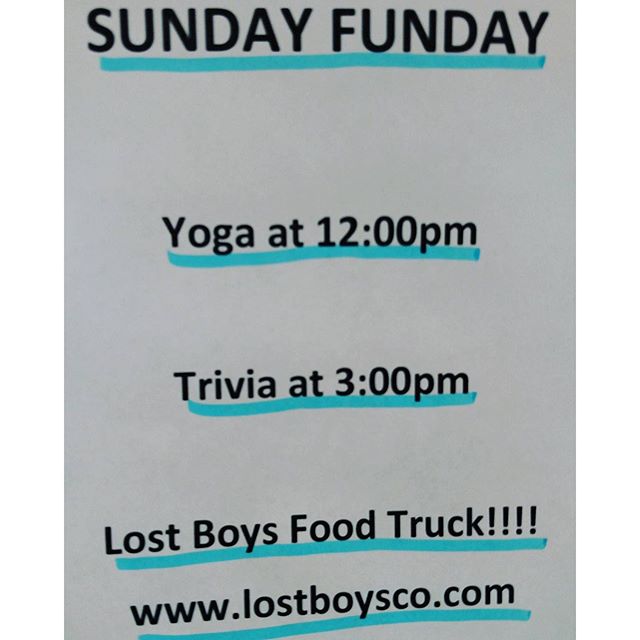 TOMORROW in the Taproom! @big_boss_taproom  #yoga #trivia #foodtruck #sundayfunday