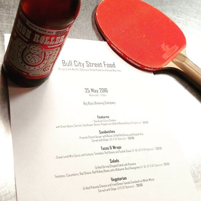 WEDNESDAY! Ping Pong Club starts at 6:00pm, it's tournament night! Bull City Street Food is here to feed ya! @big_boss_taproom #pingpong #tournament #foodtruck #craftbeer