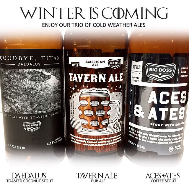 You wouldn't know it by this weeks forecast but seriously, Winter Is Coming and you don't want to be without some of our cold weather ales! #coffeestout #ncbeer #tavernale @goodbyetitanofficial @larryscoffee