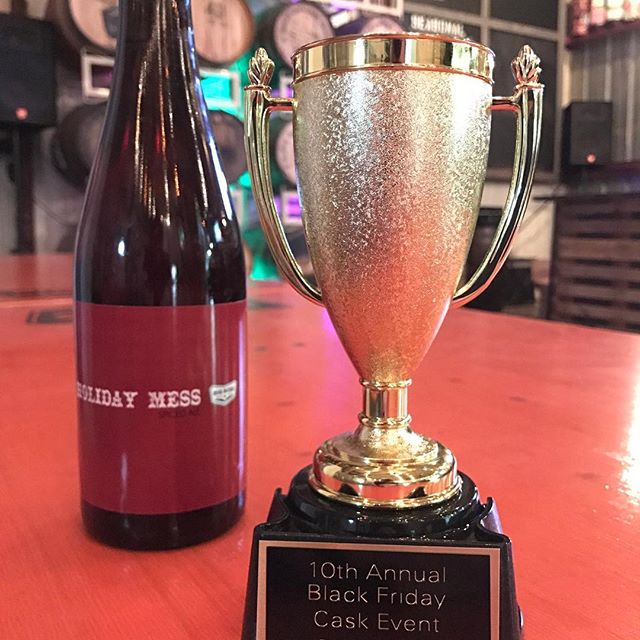 Kicking off the holidays with some hardware. Our #holidaymess that we released today just took third prize at this years Black Friday Cask Event at @lynnwoodbrewing. Some awesome local beers to enjoy for great cause today. #ncbeer #drinklocal #raleigh #craftbeer